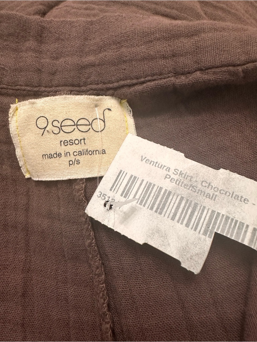 9 Seed Brown Ventura Wrap Midi Skirt SZ Petite Small Casual Tie Waist Resort NWT - Picture 2 of 7